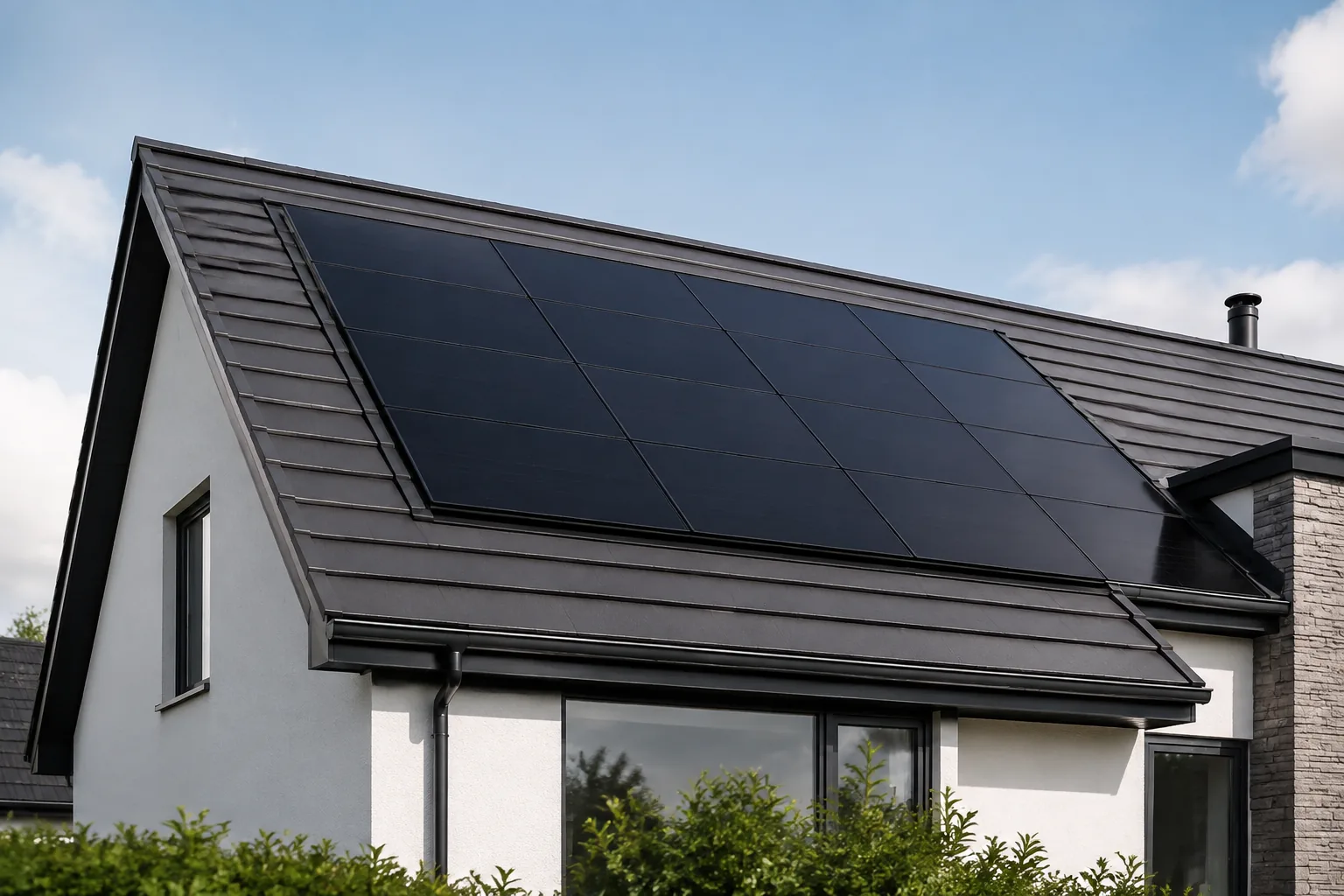 AI-generated concept image of a roof-integrated Solar PV installation on a British home